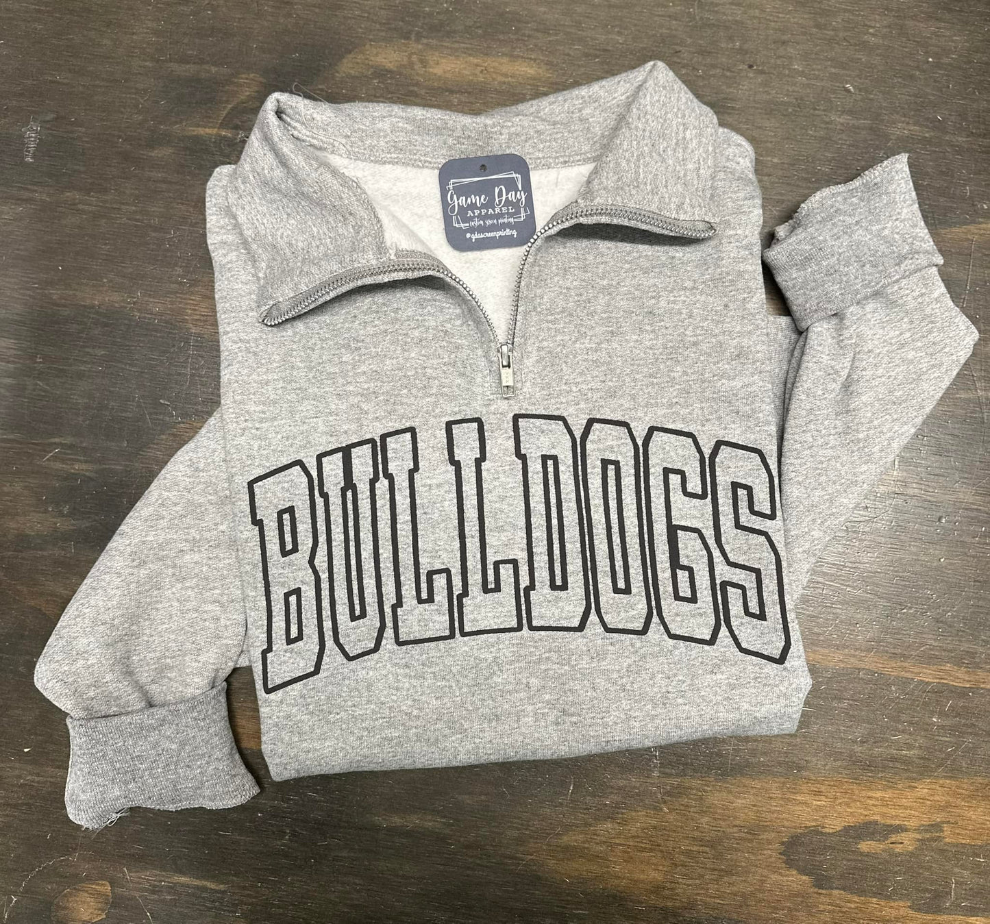 Grey 1/4 ZIp Bulldogs Puff