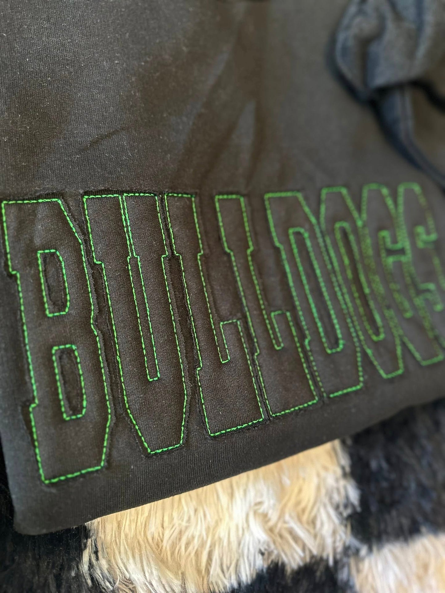 Raggy Bulldogs Black Sweatshirt with Green Thread