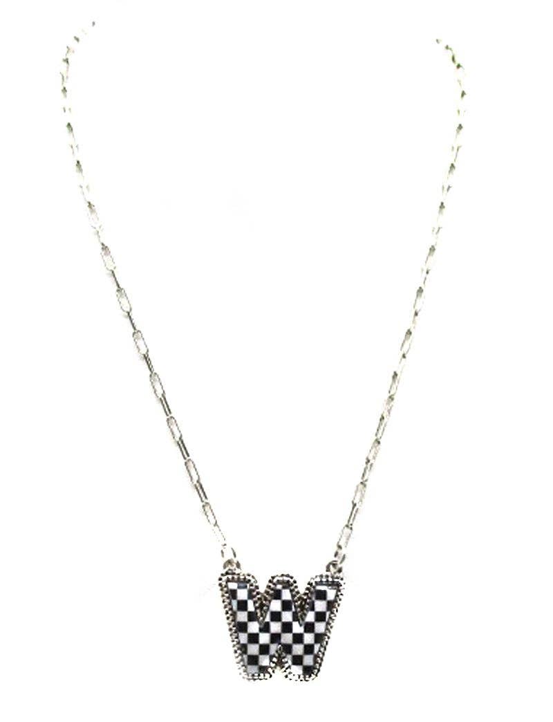 Checkered Bubble Initial Necklace