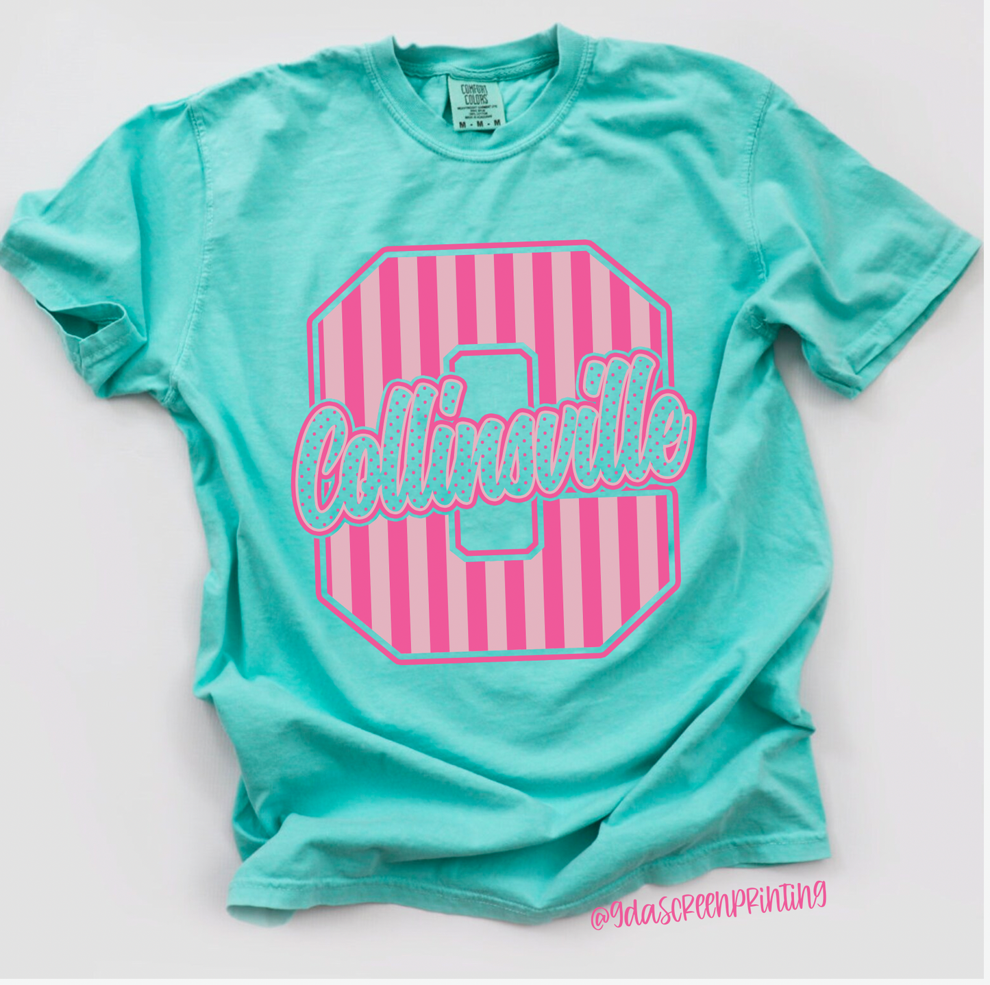 Pink Striped Comfort Colors Tee