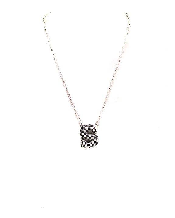 Checkered Bubble Initial Necklace