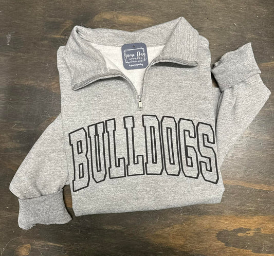 Grey 1/4 ZIp Bulldogs Puff