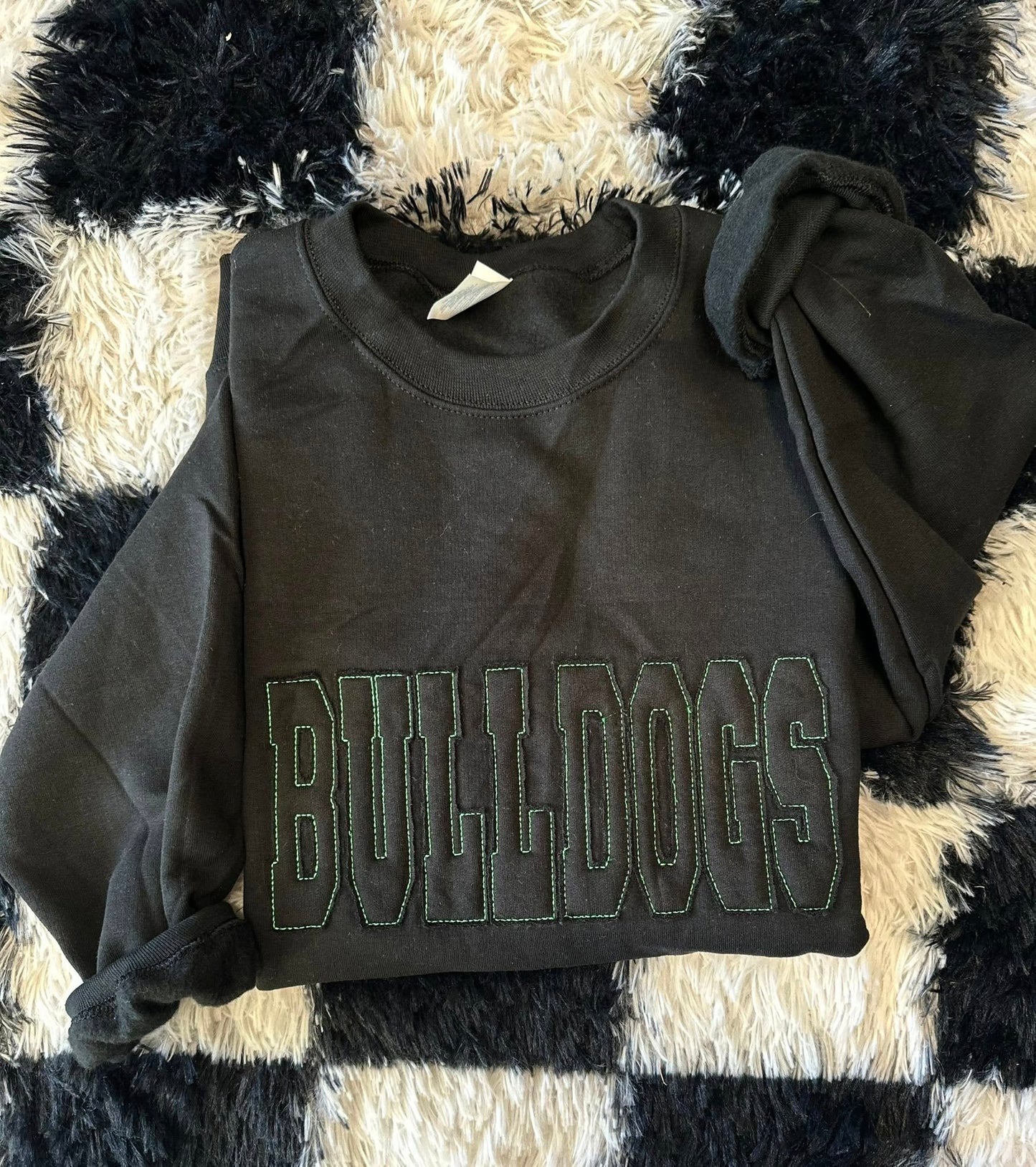 Raggy Bulldogs Black Sweatshirt with Green Thread