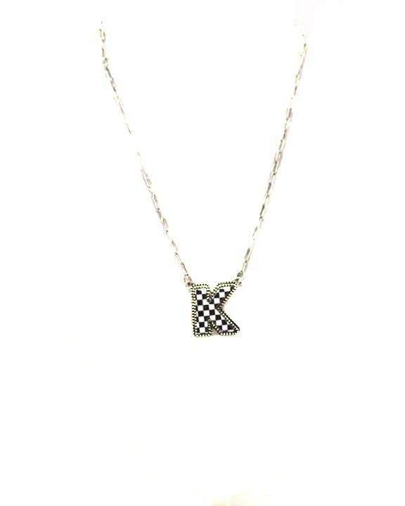 Checkered Bubble Initial Necklace
