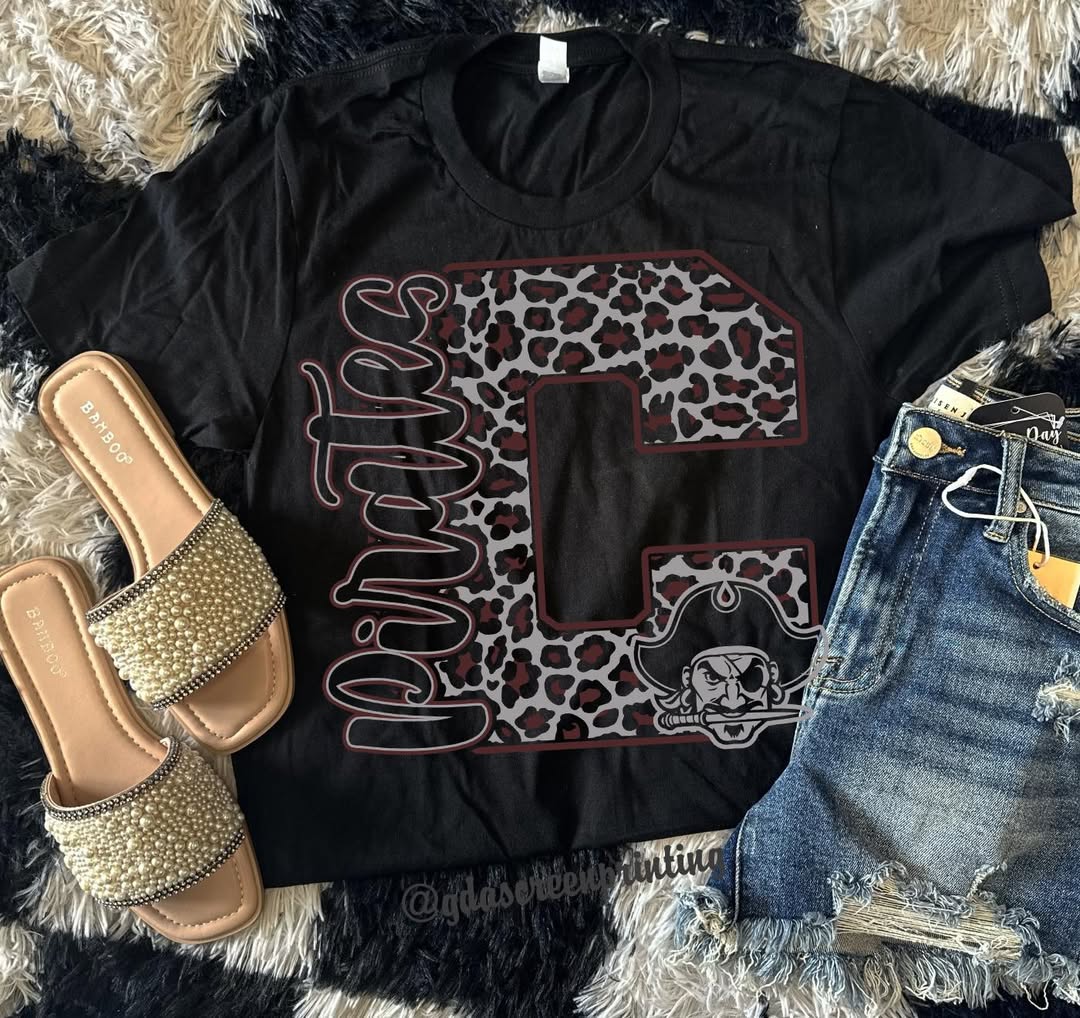 Gray Leopard Pirates Tee