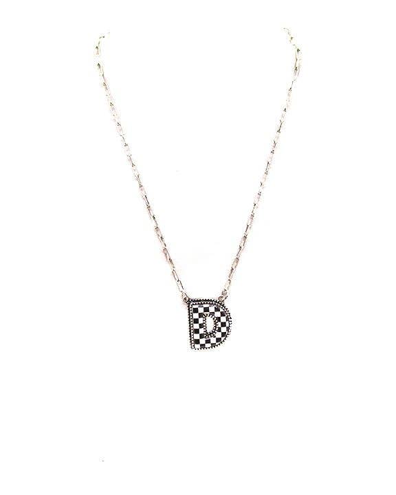 Checkered Bubble Initial Necklace