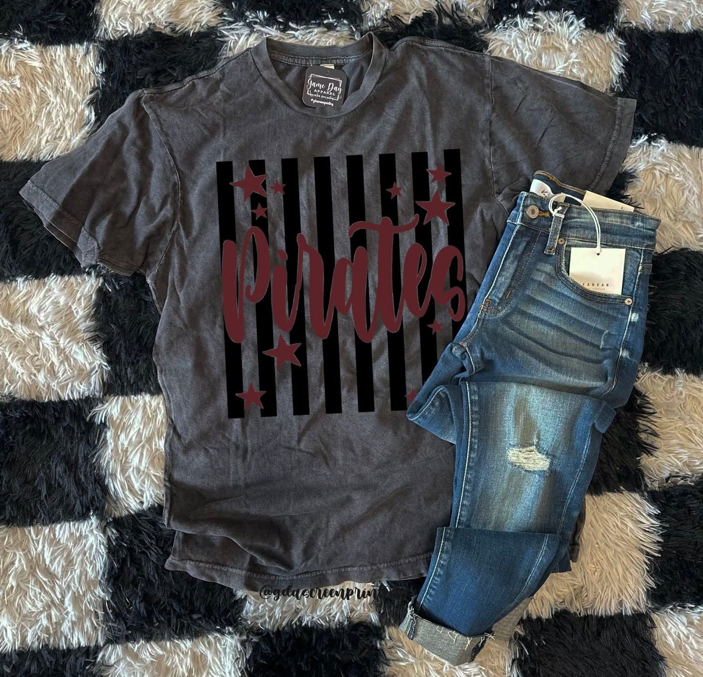 Stars & Striped Pirates Acid Wash Tee
