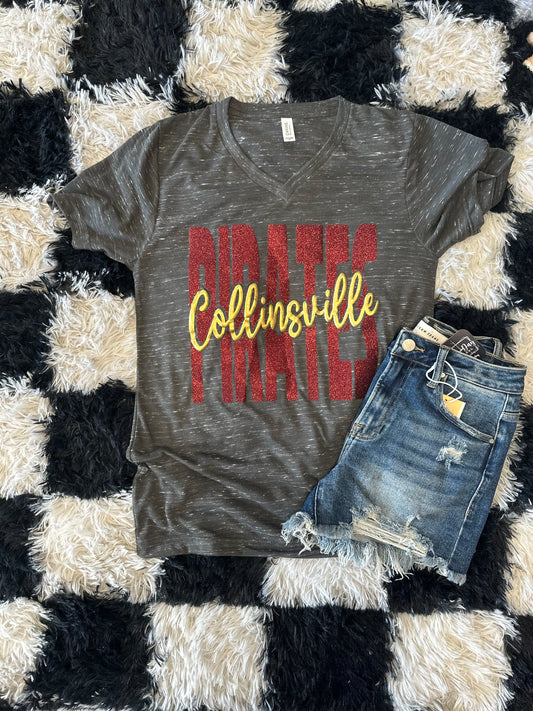 Pirates Glitter & Puff V-Neck