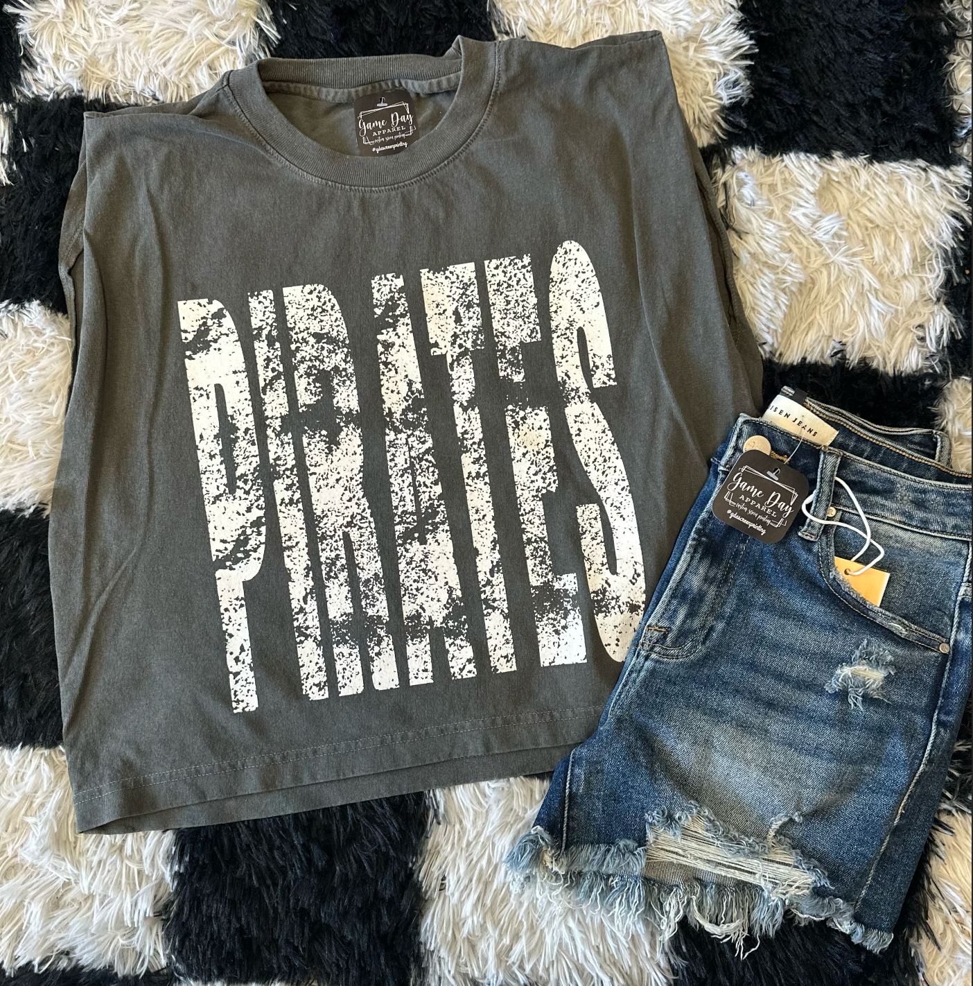 Pirates Cap Sleeve Distressed Tee