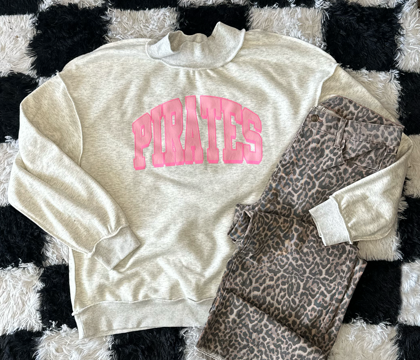 Pink Pirates Mockneck Sweatshirt