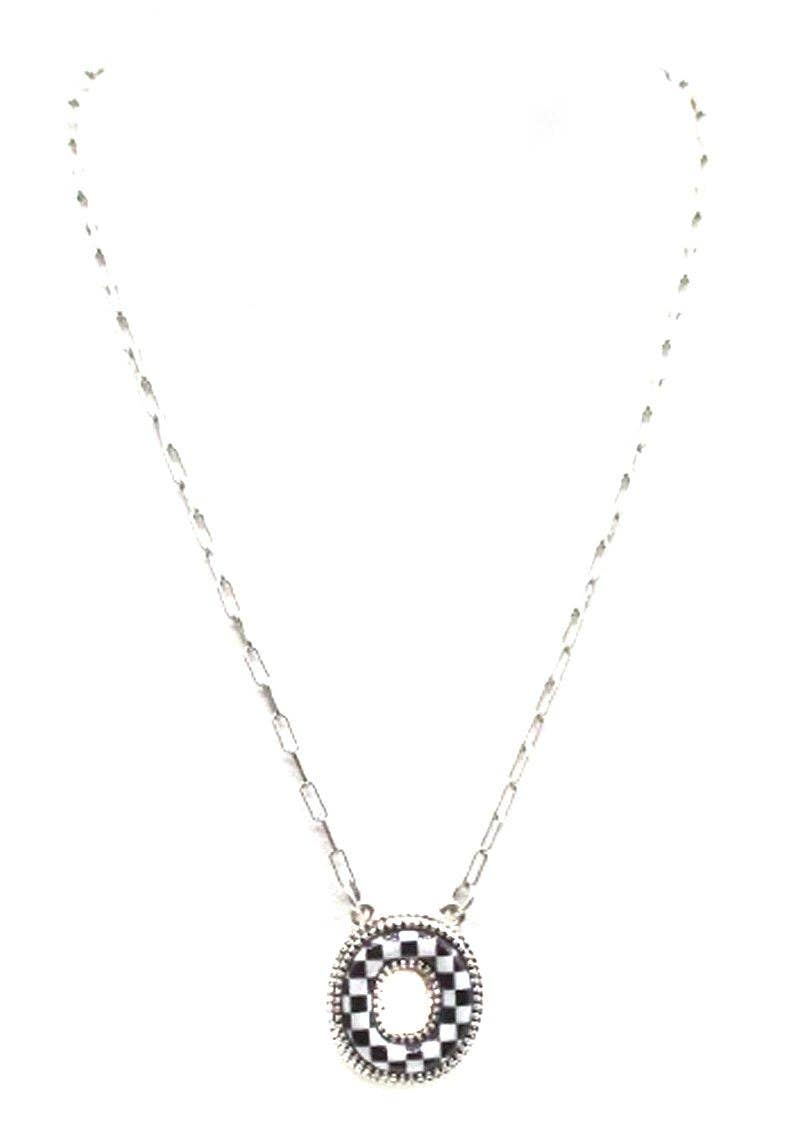 Checkered Bubble Initial Necklace